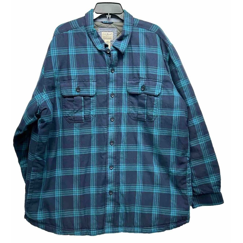L.L. Bean Mens Size 2XL Blue Long Sleeve Button Down Quilted Jacket